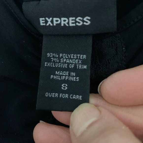 Express black sleeveless tight blouse, lace decorated front, great condition, S - Picture 7 of 7